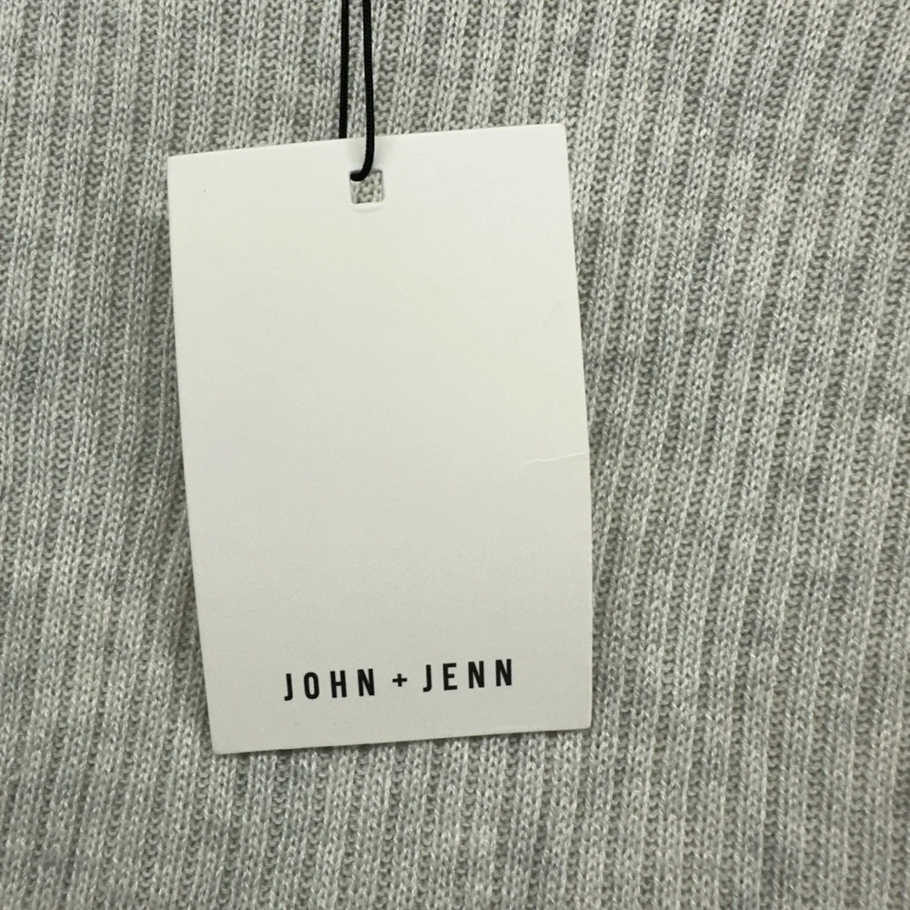 John + Jenn‎ By Line Max Cream Gray Knit Pullover Sweater Tie Side Turtleneck S